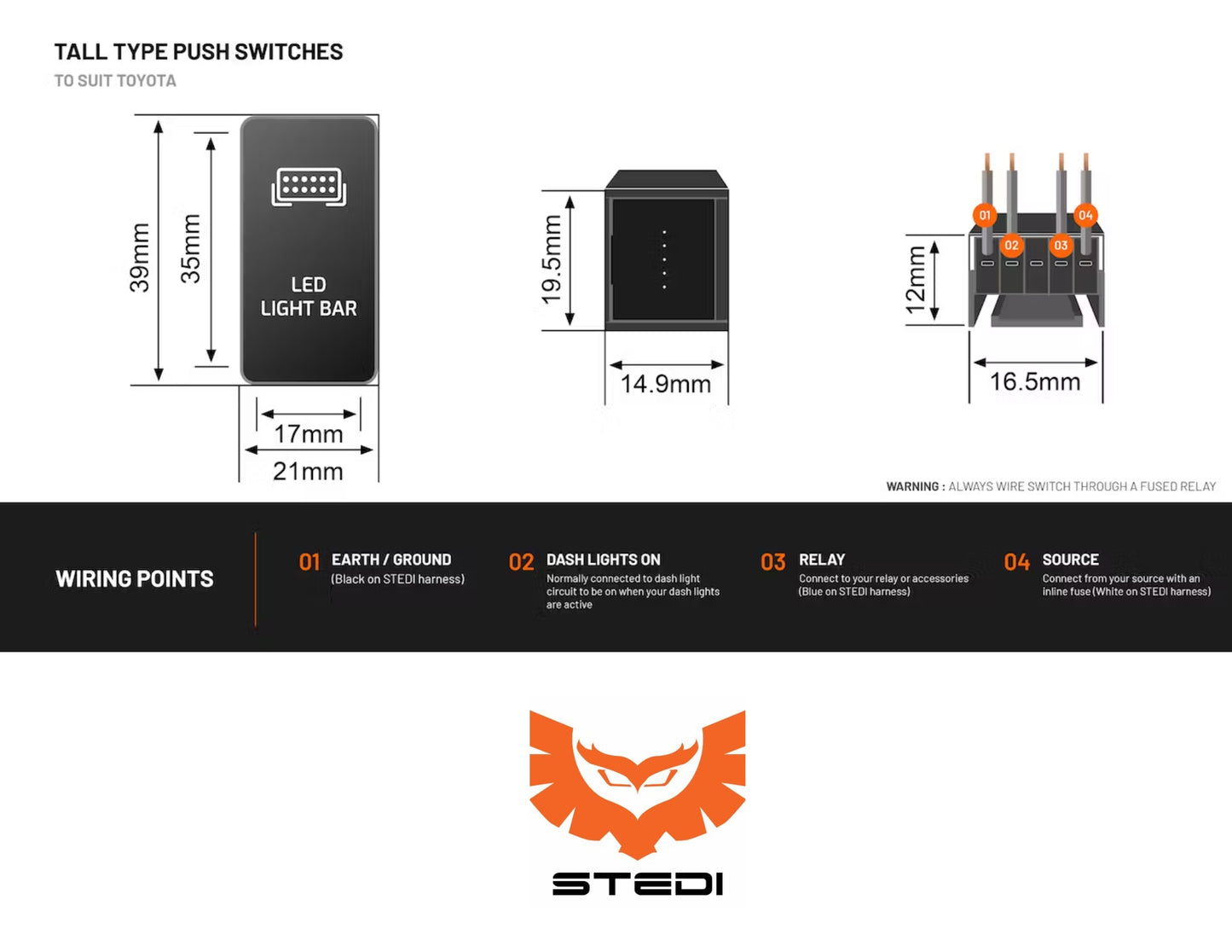 STEDI Square Type USBC (For Tall Toyota)
