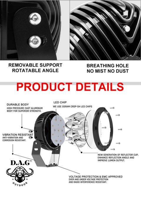 D.A.G | 7" 90W LED Spotlight Set
