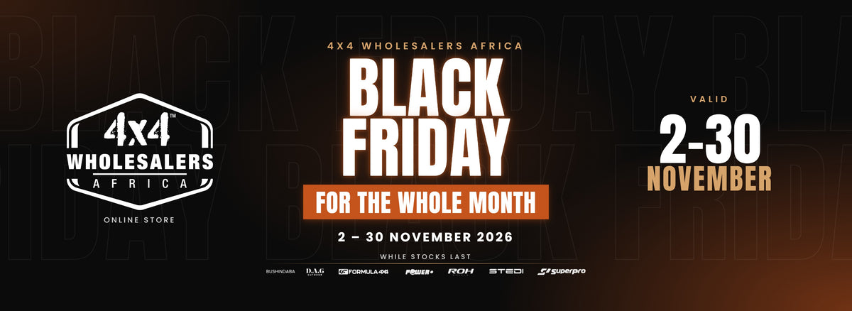 Black Friday at 4x4 Wholesalers Africa for the whole month: 2 to 30 November 2026, while stocks last