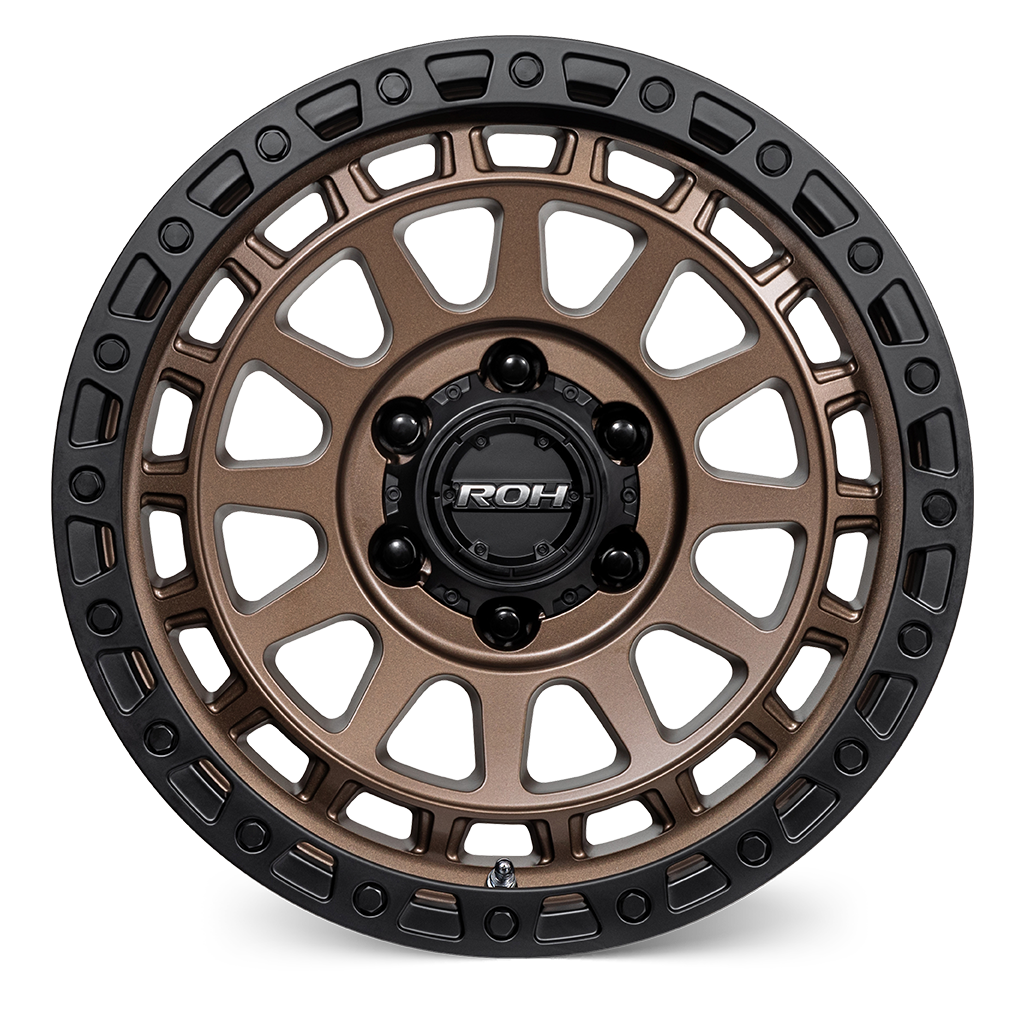 ROH Assault bronze centre black lip 4x4 alloy wheel - front view