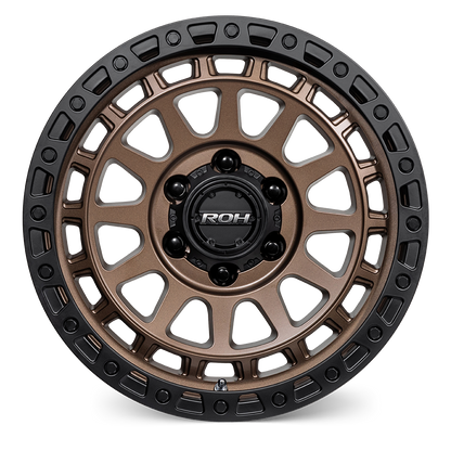 ROH Assault bronze centre black lip 4x4 alloy wheel - front view