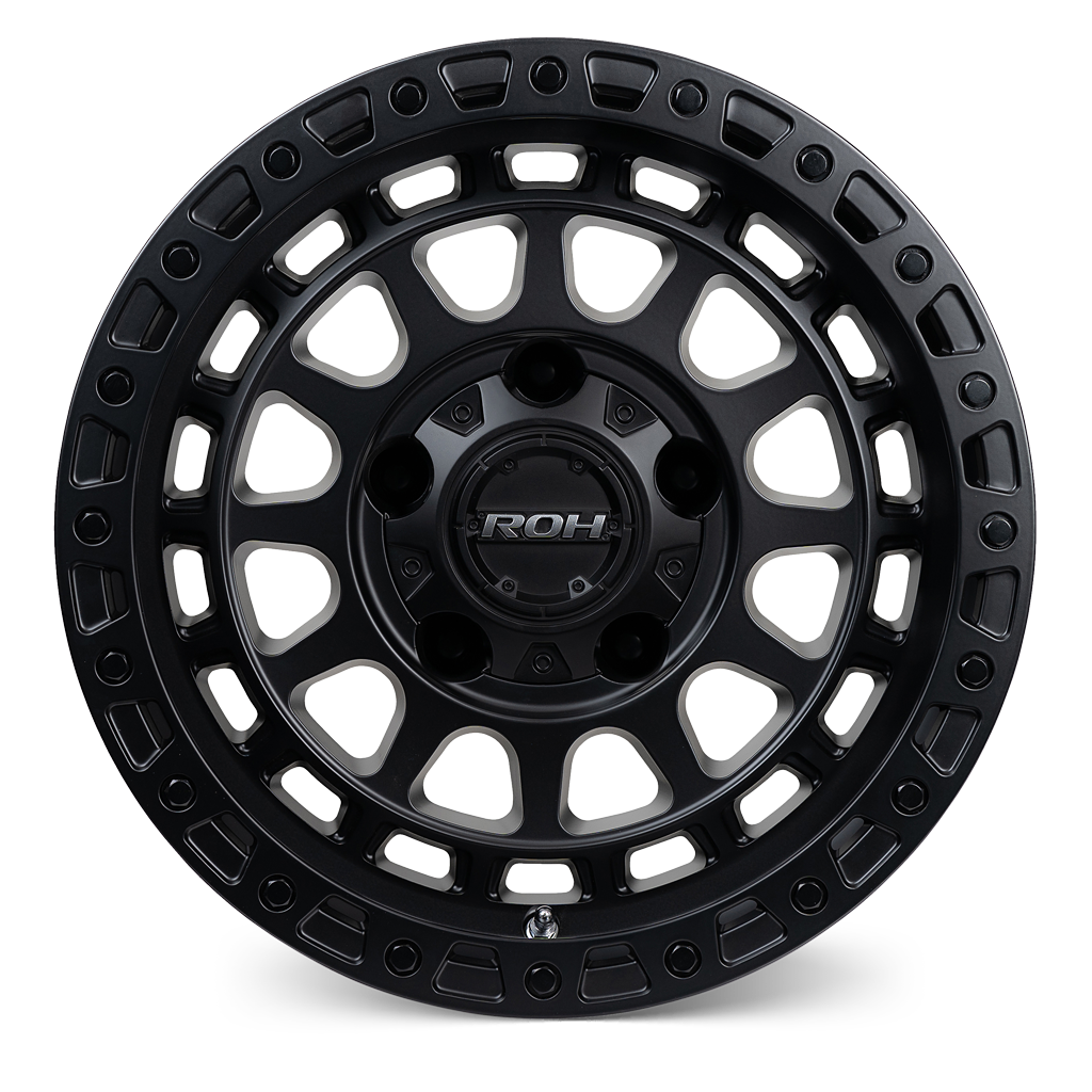 ROH Assault matt black 4x4 alloy wheel - front view