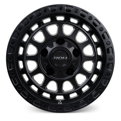 ROH Assault matt black 4x4 alloy wheel - front view