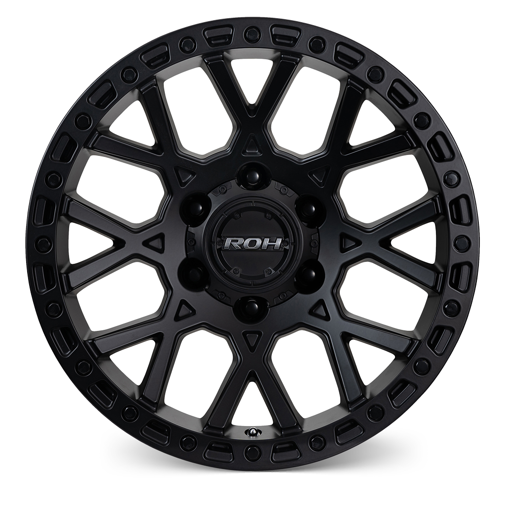 ROH Crawler matt black 4x4 alloy wheel - front view