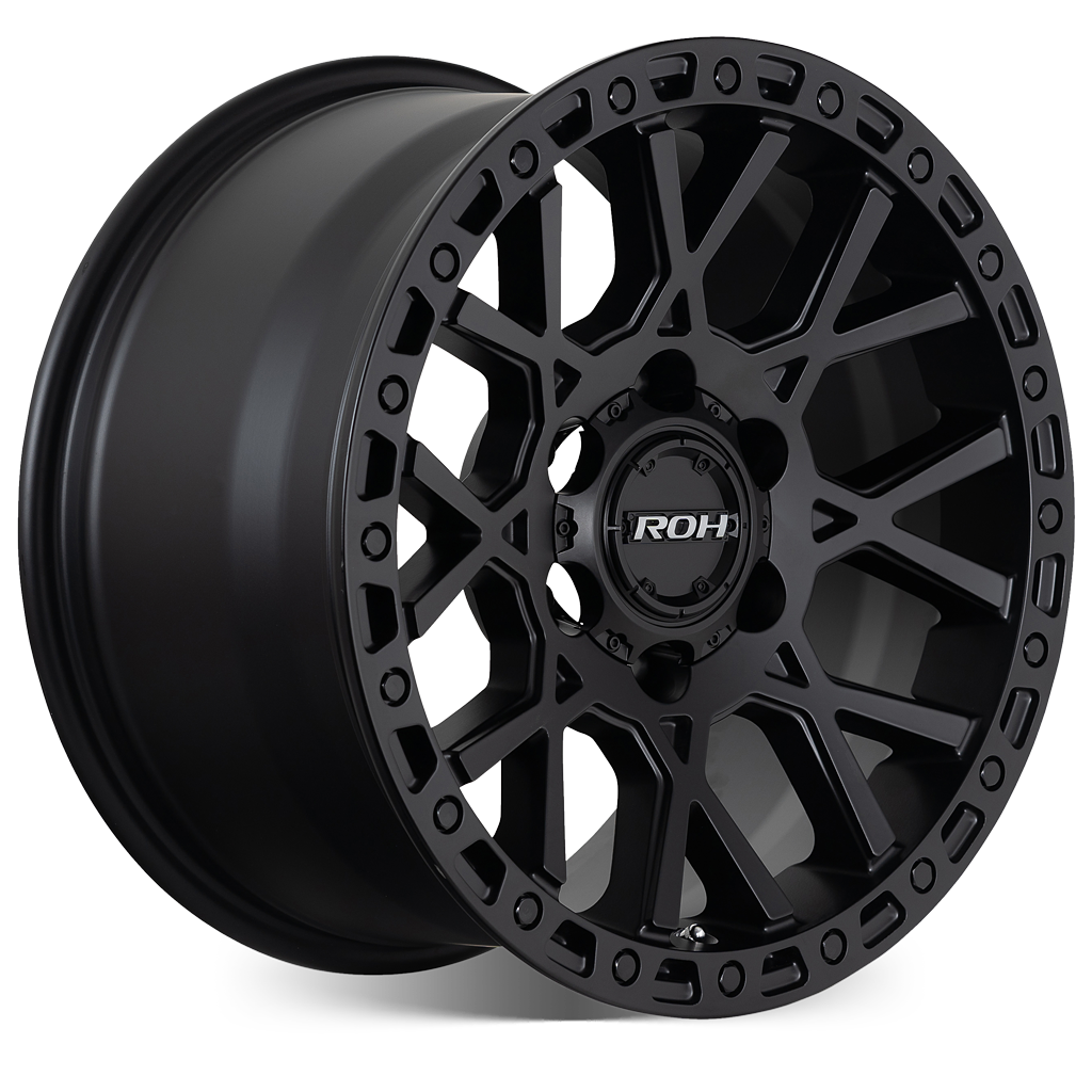 ROH Crawler matt black 4x4 alloy wheel - angled view