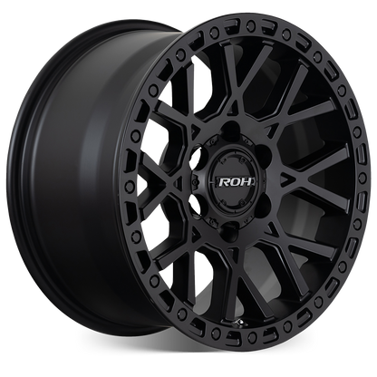 ROH Crawler matt black 4x4 alloy wheel - angled view