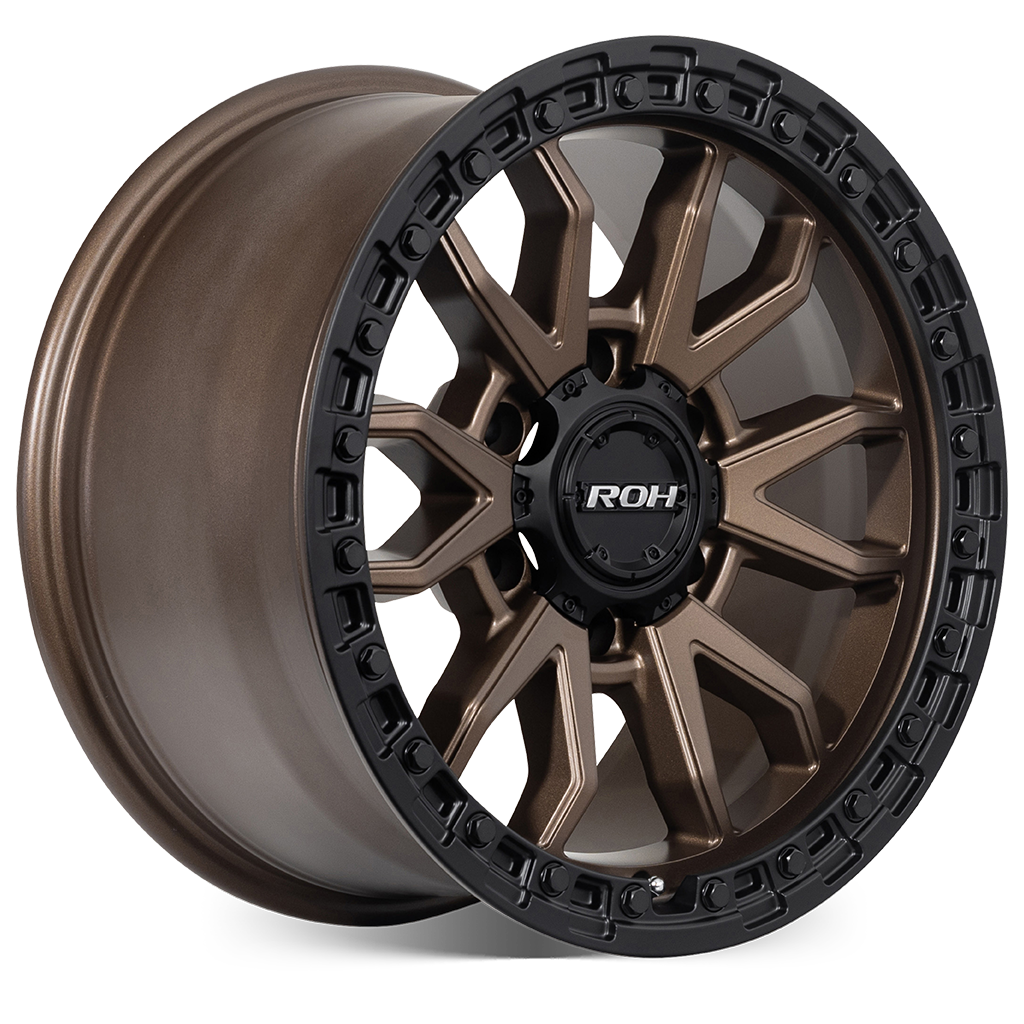 ROH Raid bronze centre black lip 4x4 alloy wheel - angled view