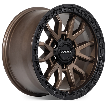 ROH Raid bronze centre black lip 4x4 alloy wheel - angled view