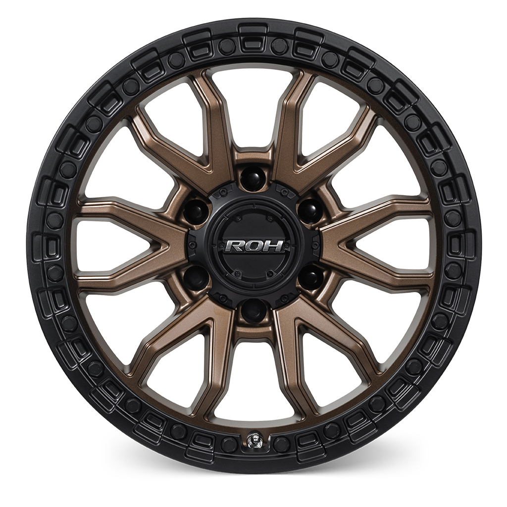 ROH Raid bronze centre black lip 4x4 alloy wheel - front view