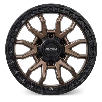 ROH Raid bronze centre black lip 4x4 alloy wheel - front view