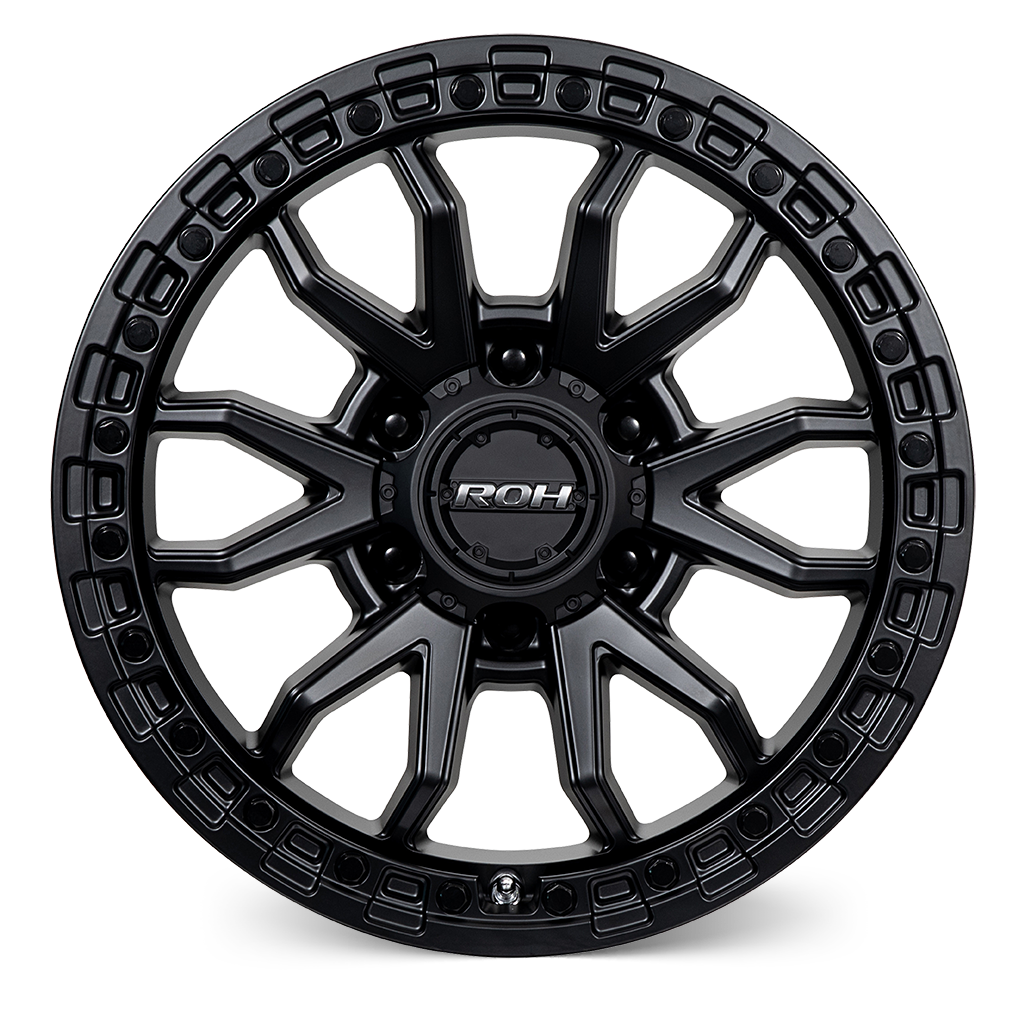 ROH Raid matt black 4x4 alloy wheel - front view