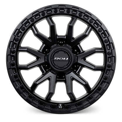 ROH Raid matt black 4x4 alloy wheel - front view