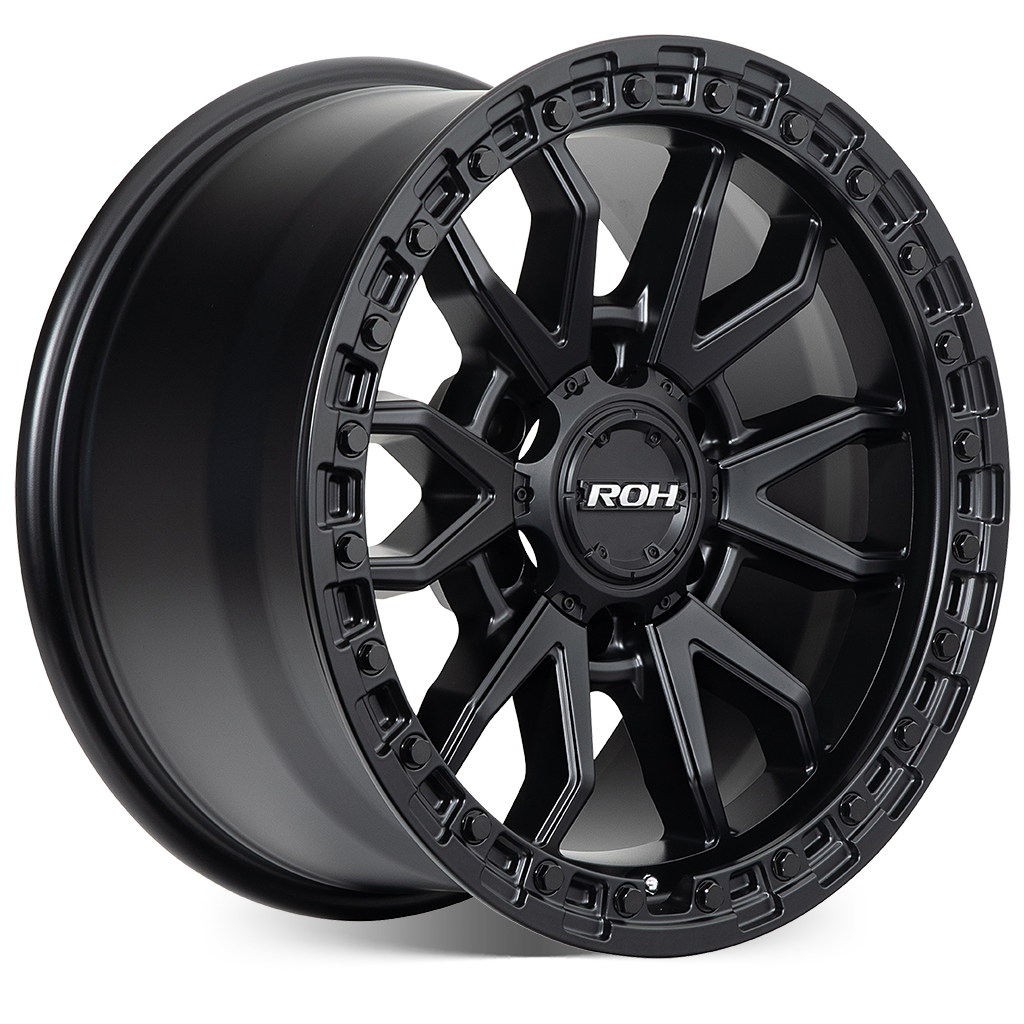 ROH Raid matt black 4x4 alloy wheel - angled view