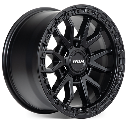 ROH Raid matt black 4x4 alloy wheel - angled view