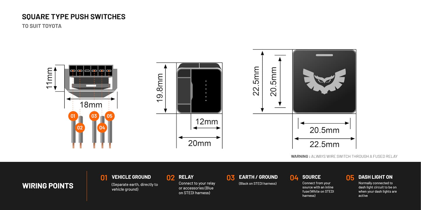 STEDI Square Type Push Switch | STEDI Owl