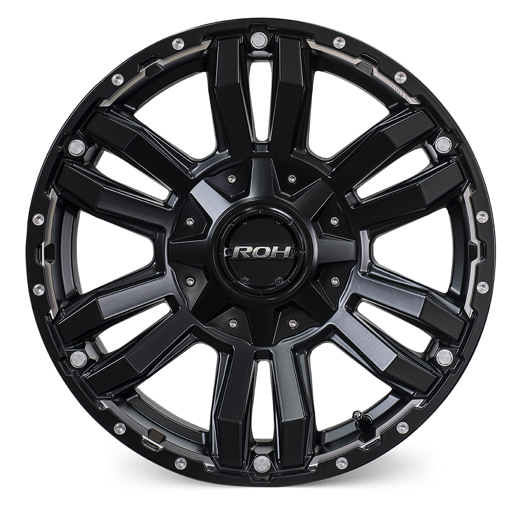 ROH Vapour matt black machined accents 4x4 alloy wheel - front view