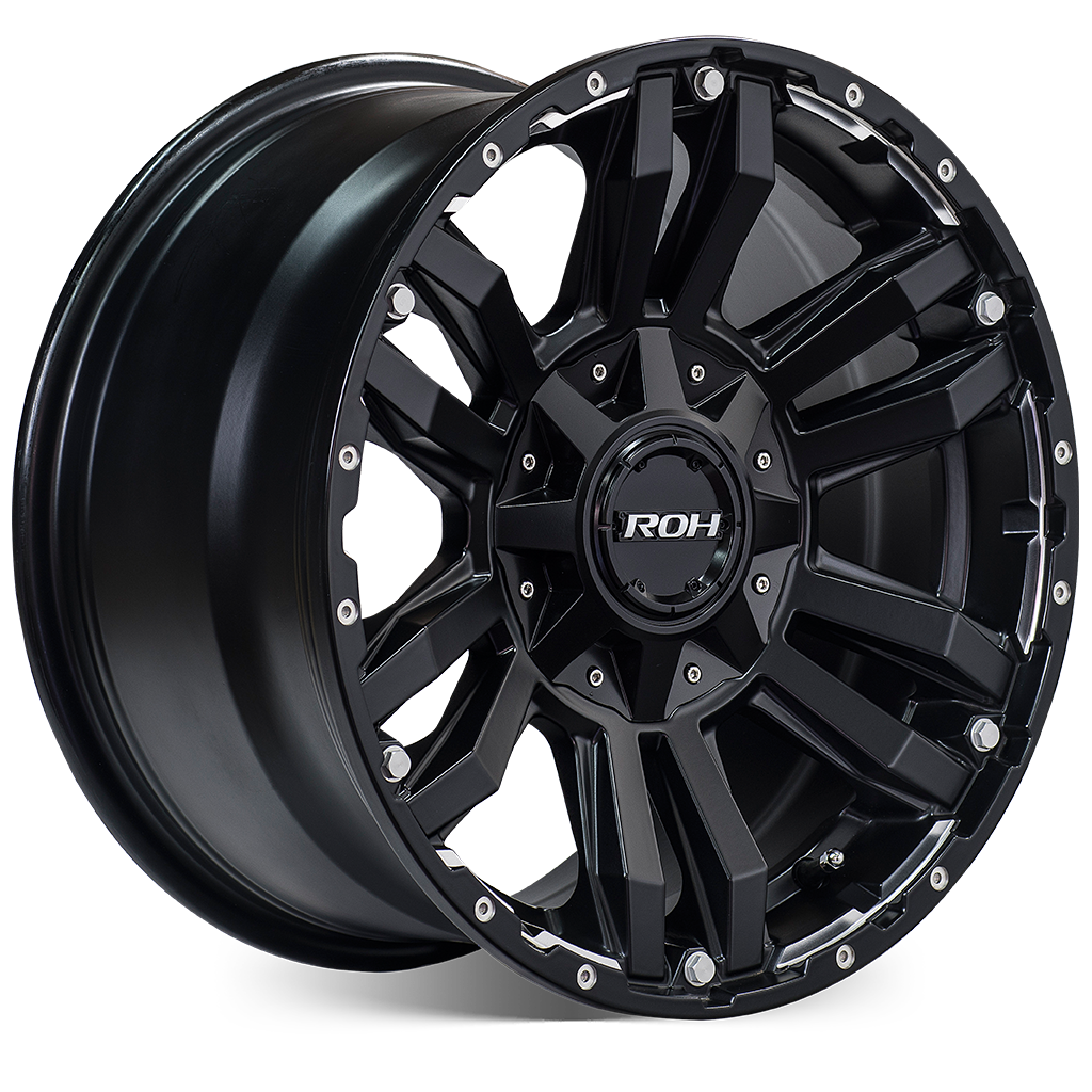 ROH Vapour matt black machined accents 4x4 alloy wheel - angled view