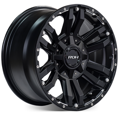 ROH Vapour matt black machined accents 4x4 alloy wheel - angled view